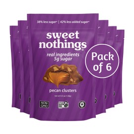 Sweet Nothings Pecan Clusters | 5g Sugar | Certified Gluten Free, Non-GMO | No Palm Oils | No Sugar Alcohols | No Soy | Pack of 6 Pouches