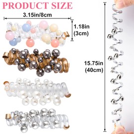 VARMDUKKE 4PCS Bead Spiral Hair Ties, No Crease Pearl Bead Phone Cord Ponytail Holders for Women, Elastic Rubber Hair Coils, Vintage Hair Bands Accessories for Party, Daily Use - 4 Colors