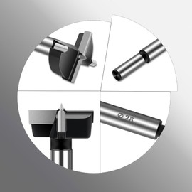 45mm Forstner Bit,Black Woodworking Hole Saw Flat Wing Hinge Counterbore Punching Boring Drilling Bits Round Shank Wood Cutter Auger Opener Tools
