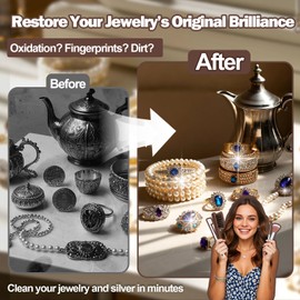 XANGNIER Jewelry Cleaning Kit,18 Pcs Jewelry Cleaner Brush Tool Set-Cleaning Polishing Cloth,Big&Small Hole Brush,Needles and Crevice Brush for All Jewelry,Ring,Gold,Diamond,Earring,Sterling Silver