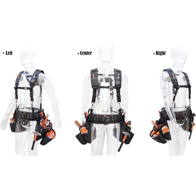 WELKINLAND 39Pockets Tool Belts for Men with Suspenders, 4" Padded