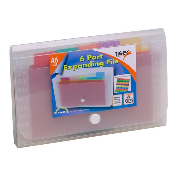 6 x A6 Small Expanding 6 Part Expanding File Folder