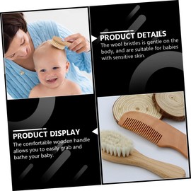 Totority Baby Shampoo Bath Brush Wool Bath Brush Wooden Comb Baby Bath Body Cleaning Brush
