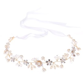 DFsucces Pearl Flower Decoration, Headband Garland, Rhinestone, Hair Ornament, Flower Headband, Bridal Recitals, Graduation Ceremonies, School Entrance Ceremonies, Girls