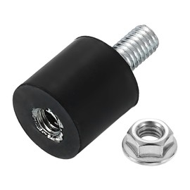sourcing map M3 Rubber Mounts, 1Pcs 8x8mm(DxH) Rubber Cylindrical Anti Vibration Isolator Shock Absorber with Lock Nut for Car Bobbin Generator Air Compressors