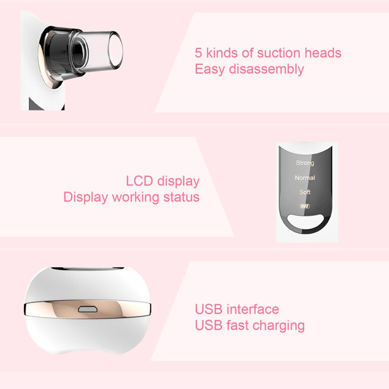 Electric Blackhead Removal Machine 3 Strength Deep Cleansing Skin Pores