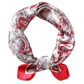 FAIRYGATE Red Scarf for Women UK Ladies Scarfs for Women Satin Square Scarves Elegant Lightweight Fashion Chiffon Silk Scarf Hair Wrap 45011