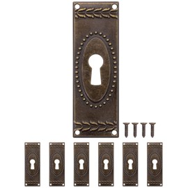 FUXXER® 6x Antique Key Signs Lock Rosettes Vintage Brass 73x24mm