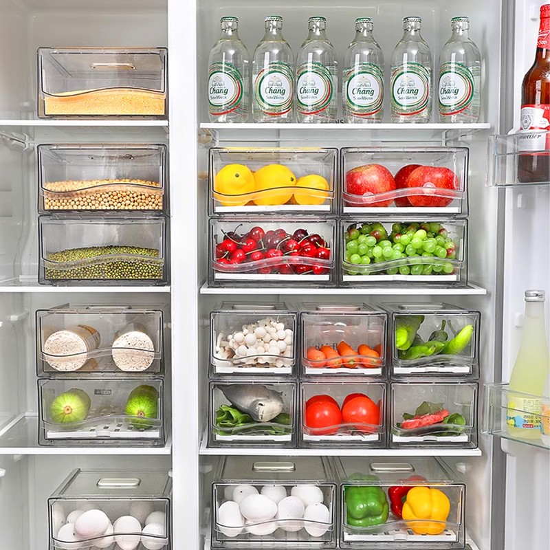 2 Pack Fruit Storage Containers for Fridge with Drain Board,