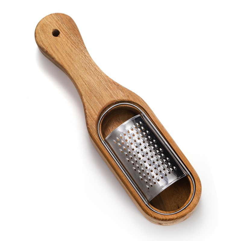 ZENFUN Cheese Grater, Stainless Steel Cheese Shredder with Wooden Handle,