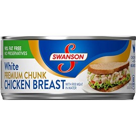 Swanson White Premium Chunk Chicken Breast with Rib Meat in Water, 9.75 oz. Can (Pack of 12)