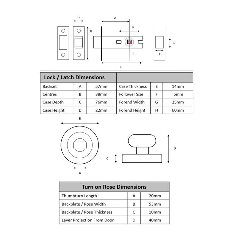HANDLEZONE® Bathroom Toilet Door Thumb Turn and Release Deadbolt Kit