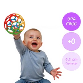 DOHE Educa - Sensory Ball for Babies - Lightweight and Flexible to Grip, Newborn and Toddler, Diameter 9.5 cm, 4 Colours for Visual Stimulation, Chewing and Playing, BPA Free
