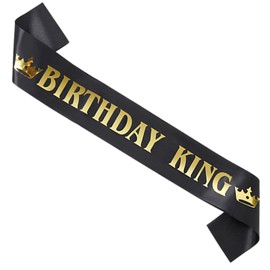 Jozlynn Birthday King Sash for Men Black with Gold Foil Letter Party Decoration Supplies (1)