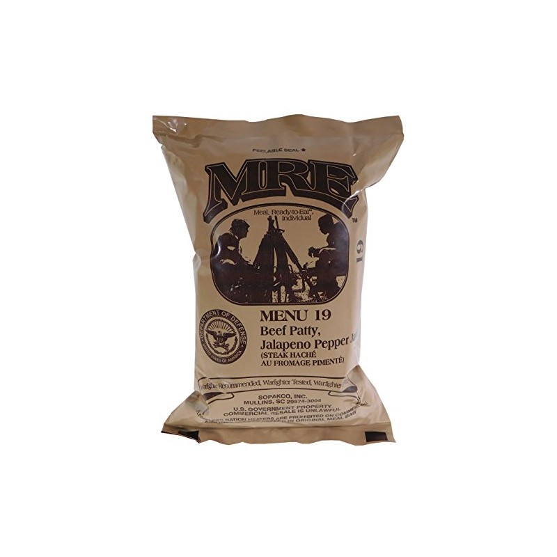 Beef Patty, Jalapeno Pepper Jack MRE Meal - Genuine US