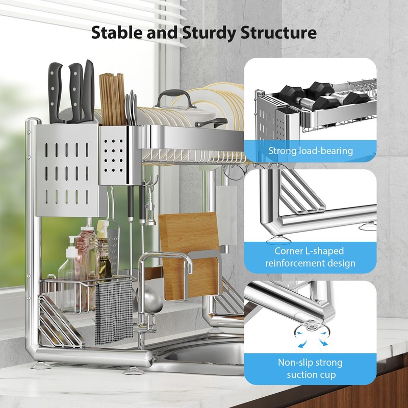 Shrivee Over The Sink Dish Drainer Drying Rack, 2 Tier