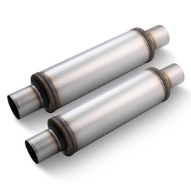 LCGP 2.5" Exhaust Mufflers, 2.5'' Inlet & Outlet Universal Muffler, 20'' Overall Length Stainless Steel Resonator Straight Through Design Exhaust Tip(2.5" Intet 2.5" Outlet, 2 Pack)