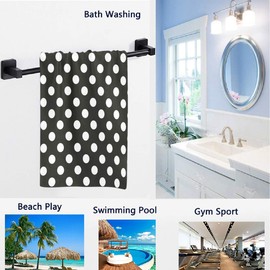 Naanle Cute Polka Dot Pattern Soft Absorbent Guest Hand Towels for Bathroom, Hotel, Gym and Spa (16 x 30 Inches,Black White)