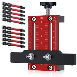 Cabinet Door Installation Kit with 5 PH2 & 5 SQ2 bits, Lightweight Aluminum Jig and Precise Positioning Tool, High Quality Bits for Accurate Installation and Versatile Use on Cabinet Doors