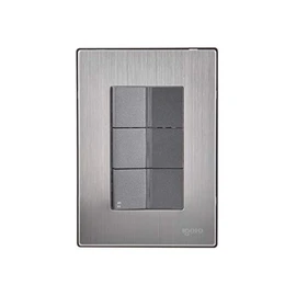 iGoto INOX2016 con 2 apagadores sencillo y 1 apagador escalera de 1 módulo, Acero Inoxidable, Color Oxford