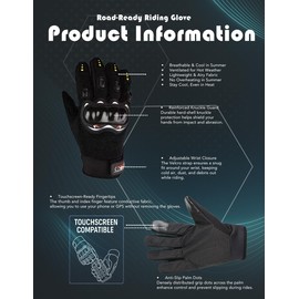 VEDA Motorcycle Gloves Full Finger Touchscreen Breathable Protective Motorbike Gloves for Riding Road Racing Climbing Motocross Racing Cycling BMX ATV MTB for Men and Women (D1000)