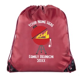 Grill with Custom Name and Date - Family Reunion Party Favor Bags - Maroon CE2500FAM S16B