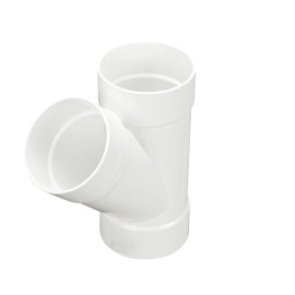 NDS 4P08 PVC S&D 45° Wye, 4-Inch, for Hub X Hub X Hub Solvent-Weld Connections, for use with 4-Inch Sewer and Drain Pipe, White