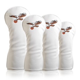 Ausluofell Golf Club Head Covers Set - Waterproof PU Leather Iron/Wood/Putter Headcovers (1,3,5, H Size) Premium Lightweight Golf Head Cover with Anti-Scratch Protection for Men & Women (White)