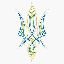 Stylized Ukrainian Tryzub Pinstripes Bumper Sticker Vinyl Decal 5"
