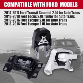 PATEWIN Engine Motor Mount & Transmission Mount Set Compatible with 2013-2018 Ford Focus 2.0L 2013-2019 Ford Escape 2.0L 2.5L, 2014-2022 Ford Transit Connect 2.5L Replacement for A5520, A5612, A5631 3PCS