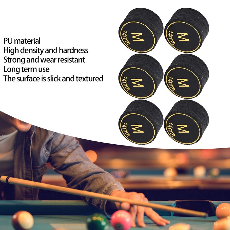 POENVFPO Pack of 6 14 mm Billiard Cue Tips, Professional