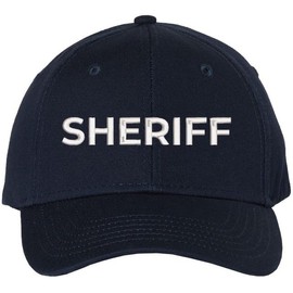 Army Universe Sheriff Embroidered Baseball Cap | USA Law Enforcement Officers Cops Text | Structured Hat, Navy Blue with White Text