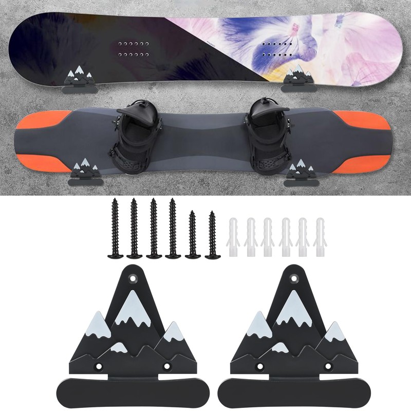 Syagnos Snowboard Wall Mount with Hooks, Snowboard Skateboard Hanging Wall