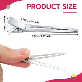JUGUTA Entebill Hair Clips Silver Hair Clips 5.5 cm Hair Clips Hairdresser Alligator Clips Metal Hair Clips for Hair Clips Women's Clips Hairdressing Salon Girls Hair Styling DIY Pack of 20