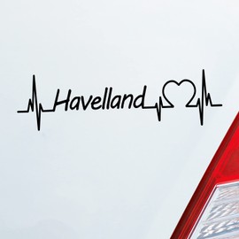 Hellweg Druckerei Car Sticker Havelland Pulse Heartbeat Fun Sticker Rear Window Sticker Car Sticker with Holiday Region Motif