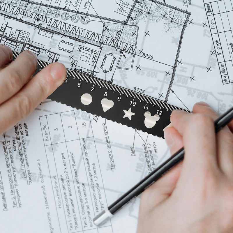 8Pcs Black & Green Maths Protractor Set, Triangle Rulers Metal