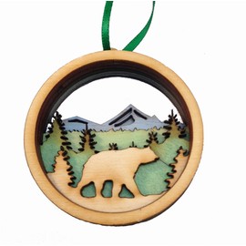 Wooden 3D Holiday Ornament Black Bear - Made in Maine - Gift Boxed