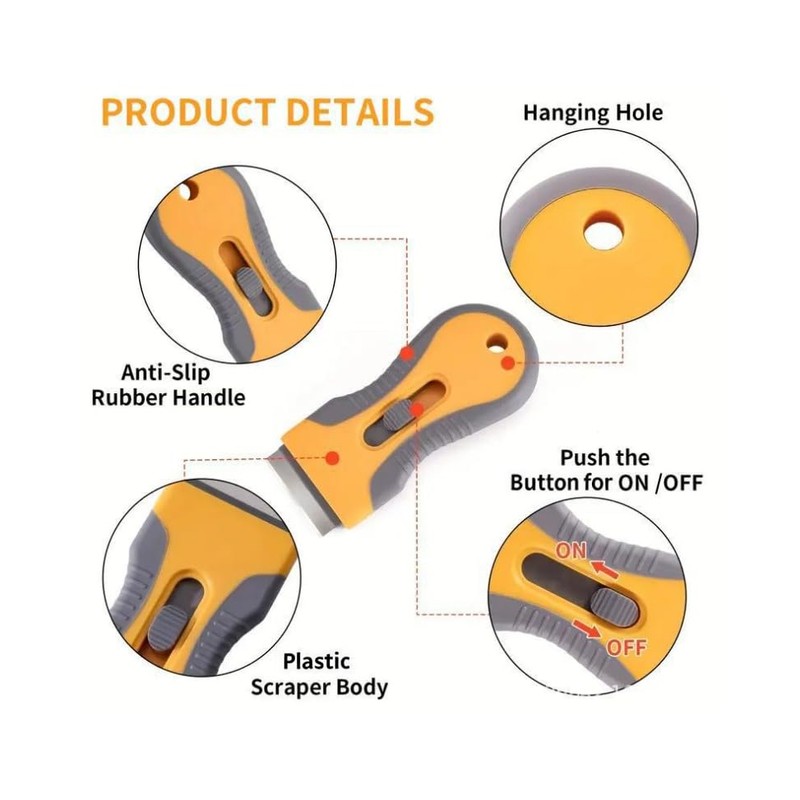 Retractable Razor Blade Scraper Tool, 2 Pack with 20 Extra