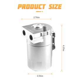 AICEL Baffled Oil Catch Can Kit, Aluminum Polish Baffled Car Oil Separator Catch Can with Fuel Line Hose Kit, Car Accessories 300ml Universal Oil Reservoir Tank with Breather Filter