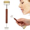 Face Massage Roller Copper Wooden Handle Promote Blood Circulation Double