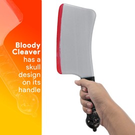 Skeleteen Bloody Butcher Knife Costume- Fake Cleaver Weapon Meat Cleaver with Blood and Jolly Roger Handle