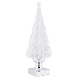 RAZ Imports 2022 Holiday Water Lanterns 13.75" Lighted Tree with Silver Swirling Glitter