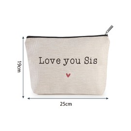Love You Sis Makeup Bag, Sister Gifts Makeup Organizer Bag, Cosmetic Bag Gift for Sisters, Gift for Friend, Makeup Bag for Best Friends, Send Love, Makeup Case, Graduation Gift for Sisters