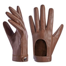 Harssidanzar Ladies Leather Gloves Touchscreen Unlined Thin Leather Gloves Sheepskin KL021EU, Cognac