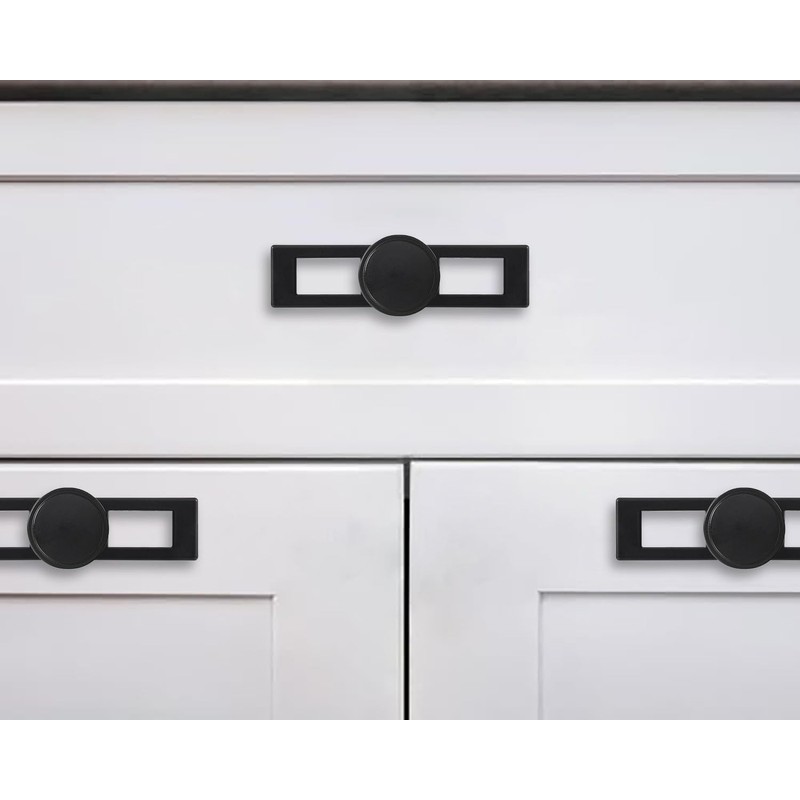 khtumeware 5 Pack 1-1/4 Inch Black Cabinet Knobs Backplate with