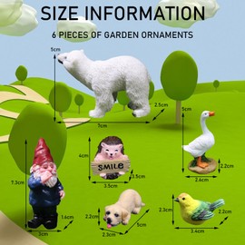 TYXHXTF 6 Stück Miniatur Garten Statue, Feengarten Dekoration, Gartenzwerge, Mini Tiere Gartenzubehör Ornamente, für Tisch und Feiertagsfest Gartendekoration Zubehör