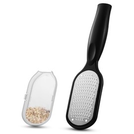 FERYES Foot File Callus Remover with Dead Skin Catcher – The Genius Foot Scrubber for Mess-Free Pedicures, Heel Scraper for Cracked Heel Treatment, Wet & Dry Use Feet Rasp - Black