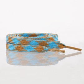 Lilybekind 5/16" Classic Multicolor Shoe Laces 51" Colorful Flat Shoelaces Checkered Replacement Shoestrings for Athletic Shoes Sneakers (Sky blue brown)