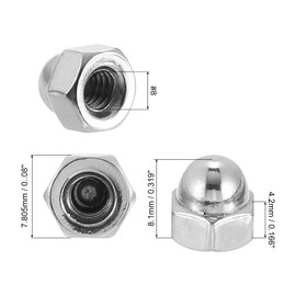 sourcing map #8-32 Acorn Cap Nuts, 20Pcs 304 Stainless Steel Dome Cap Head Acorn Nut Hardware Nuts for Bolt Cover, Silvery