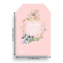 Mobiusea Creation 100-Pack Pastel Easter Tags & Stickers | 3 x 2 Inch | Happy Easter Gift Tags & Labels